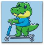  Festés számok szerint - Krokodil rollerrel Méret: 30x30cm, Keretezés: Műanyagtáblával