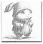  PontPöttyöző - Aranyos nyuszi kabátban Méret: 50x50cm, Keretezés: Műanyagtáblával, Szín: Piros