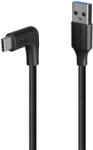 Lindy LNY-32013 : : Кабел USB 3.2, Type A към C, М-М, 90° под ъгъл, 10Gbps, черен, 1.0 м