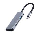 Gembird Hub USB-C cu 4 porturi, 3× USB 2.0 și 1× USB 3.1, carcasă din aluminiu