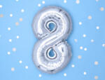  8 szám ezüst kis lufi - partywebshop