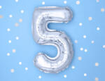  5 szám ezüst kis lufi - partywebshop