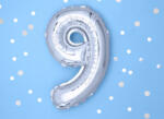  9 szám ezüst kis lufi - partywebshop