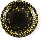  Fekete-arany tányér 10 db - partywebshop