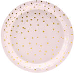  Rózsaszínű pöttyös tányér 6 db
