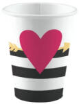  Szív mintás csíkos pohár 8 db