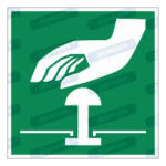  Vészhelyzeti leállító gomb piktogram matrica E020 : Tábla-matrica mérete - 50 x 50 mm (4db), Tábla-matrica típusa - matrica