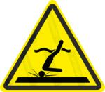  Sekély víz veszélye piktogram matrica ISO 7010 W048 : Tábla-matrica mérete - 100 x 87 mm, Tábla-matrica típusa - matrica