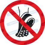  Fémszegecses cipő tilos piktogram matrica ISO 7010 P035 : Tábla-matrica mérete - 50 x 50 mm (4db), Tábla-matrica típusa - matrica