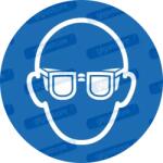  Viseljen védőszemüveget piktogram matrica ISO 7010 M004 : Tábla-matrica mérete - 50 x 50 mm (4db), Tábla-matrica típusa - matrica