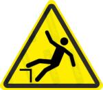  Esés - zuhanás veszélye piktogram matrica W008 : Tábla-matrica mérete - 200 x 175 mm, Tábla-matrica típusa - matrica