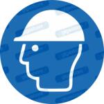  Védősisak viselése kötelező piktogram matrica ISO 7010 M014 : Tábla-matrica mérete - 150 x 150 mm, Tábla-matrica típusa - matrica