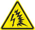  Elektromos villanás veszélye piktogram matrica W042 : Tábla-matrica mérete - 150 x 131 mm, Tábla-matrica típusa - matrica