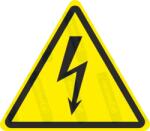  Áramütés veszéyle piktogram matrica ISO 7010 W012 : Tábla-matrica mérete - 50 x 44 mm (4db), Tábla-matrica típusa - matrica