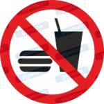  Étel ital - enni inni tilos piktogram matrica ISO 7010 P022 : Tábla-matrica mérete - 100 x 100 mm, Tábla-matrica típusa - matrica