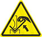  Kéz beszorulásának veszélye piktogram matrica ISO 7010 W031 : Tábla-matrica mérete - 50 x 44 mm (4db), Tábla-matrica típusa - matrica