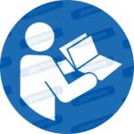  Olvasson használati utasítást piktogram matrica ISO 7010 M002 : Tábla-matrica mérete - 100 x 100 mm, Tábla-matrica típusa - matrica