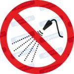  Locsolni - öntözni tilos piktogram matrica P016 : Tábla-matrica mérete - 50 x 50 mm (4db), Tábla-matrica típusa - matrica