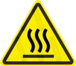  Forró tárgy vagy felület veszélye piktogram matrica ISO 7010 W017 : Tábla-matrica mérete - 100 x 87 mm, Tábla-matrica típusa - matrica