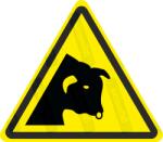  Szarvasmarha - Bika veszélye piktogram matrica ISO 7010 W034 : Tábla-matrica mérete - 200 x 175 mm, Tábla-matrica típusa - matrica