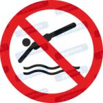  Vízbe ugrani - alámerülni tilos piktogram matrica ISO 7010 P052 : Tábla-matrica mérete - 150 x 150 mm, Tábla-matrica típusa - matrica