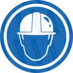 gigastore Védősisak viselése kötelező piktogram matrica : Tábla-matrica mérete - 100 x 100 mm, Tábla-matrica típusa - matrica