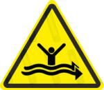  Erős áramlat veszélye piktogram matrica ISO 7010 W057 : Tábla-matrica mérete - 150 x 131 mm, Tábla-matrica típusa - matrica