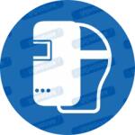  Viseljen hegesztőpajzsot piktogram matrica M019 : Tábla-matrica mérete - 150 x 150 mm, Tábla-matrica típusa - matrica