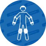  Védőfelszerelés viselése kötelező piktogram matrica ISO 7010 M049 : Tábla-matrica mérete - 100 x 100 mm, Tábla-matrica típusa - matrica