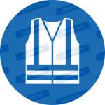  Viseljen láthatósági mellényt piktogram matrica M015 : Tábla-matrica mérete - 100 x 100 mm, Tábla-matrica típusa - matrica