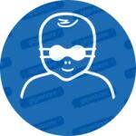  Csecsemőre szemvédő kötelező piktogram matrica M025 : Tábla-matrica mérete - 150 x 150 mm, Tábla-matrica típusa - matrica