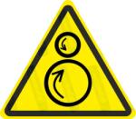  Ellentétes irányú forgás veszélye piktogram matrica ISO 7010 W025 : Tábla-matrica mérete - 150 x 131 mm, Tábla-matrica típusa - matrica