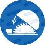  A fűrész burkolatának használata kötelező piktogram matrica ISO 7010 M031 : Tábla-matrica mérete - 50 x 50 mm (4db), Tábla-matrica típusa - matrica