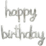  Fólia lufi szett Happy Birthday felirat ezüst