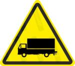  Gépjármű - Teherautó közlekedés veszélye piktogram matrica : Tábla-matrica mérete - 150 x 131 mm, Tábla-matrica típusa - matrica