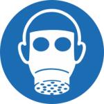  Viseljen gázálarcot piktogram matrica M017 : Tábla-matrica mérete - 200 x 200 mm, Tábla-matrica típusa - matrica