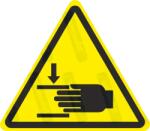  Kéz sérülés veszélye piktogram matrica W024 : Tábla-matrica mérete - 150 x 131 mm, Tábla-matrica típusa - matrica