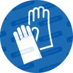  Viseljen védőkesztyűt piktogram matrica M009 : Tábla-matrica mérete - 50 x 50 mm (4db), Tábla-matrica típusa - matrica