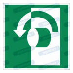  Nyitás balra fordítással piktogram matrica E018 : Tábla-matrica mérete - 150 x 150 mm, Tábla-matrica típusa - matrica