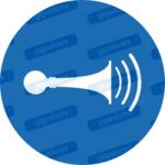  Dudáljon - használja a dudát piktogram matrica ISO 7010 M029 : Tábla-matrica mérete - 100 x 100 mm, Tábla-matrica típusa - matrica