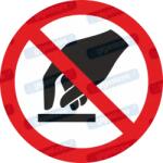  Érinteni - hozzányúlni tilos piktogram matrica P010 : Tábla-matrica mérete - 50 x 50 mm (4db), Tábla-matrica típusa - matrica