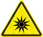  Optikai sugárzás veszélye piktogram matrica W027 : Tábla-matrica mérete - 200 x 175 mm, Tábla-matrica típusa - matrica