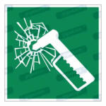  Vészhelyzeti kalapács piktogram matrica E025 : Tábla-matrica mérete - 50 x 50 mm (4db), Tábla-matrica típusa - matrica