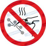  Hőképződéssel járó munka tilos piktogram matrica P039 : Tábla-matrica mérete - 50 x 50 mm (4db), Tábla-matrica típusa - matrica