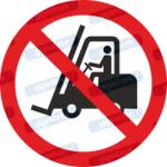  Szállítóeszközzel - Munkagéppel behajtani tilos piktogram matrica P006 : Tábla-matrica mérete - 50 x 50 mm (4db), Tábla-matrica típusa - matrica