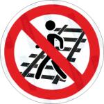  Vágányon - síneken átjárni tilos piktogram matrica : Tábla-matrica mérete - 200 x 200 mm, Tábla-matrica típusa - matrica