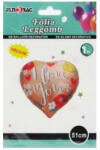  Fólia lufi 51 cm szív formájú, I love you, virág mintás
