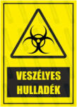  Veszélyes hulladék piktogram+felirat tábla matrica : Tábla-matrica mérete - 160 x 250 mm, Tábla-matrica típusa - matrica