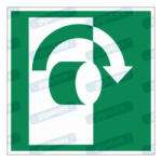  Nyitás jobbra fordítással piktogram matrica E019 : Tábla-matrica mérete - 150 x 150 mm, Tábla-matrica típusa - matrica