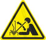  Gyorsan mozgó munkadarab veszélye piktogram matrica W032 : Tábla-matrica mérete - 200 x 175 mm, Tábla-matrica típusa - matrica